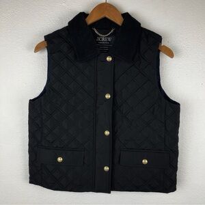 J. Crew Black Quilted Vest with Gold Buttons Size S
